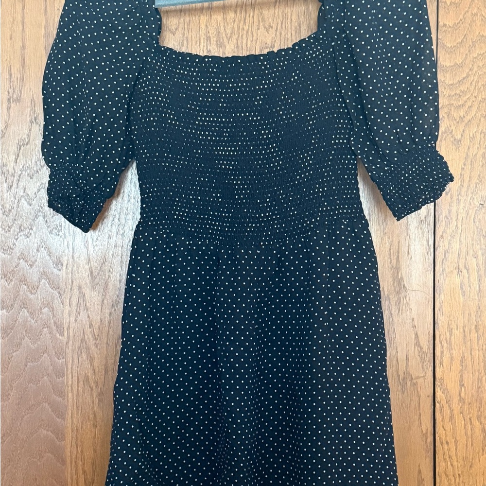 Reformation Black and White Polka Dot Mini Dress
